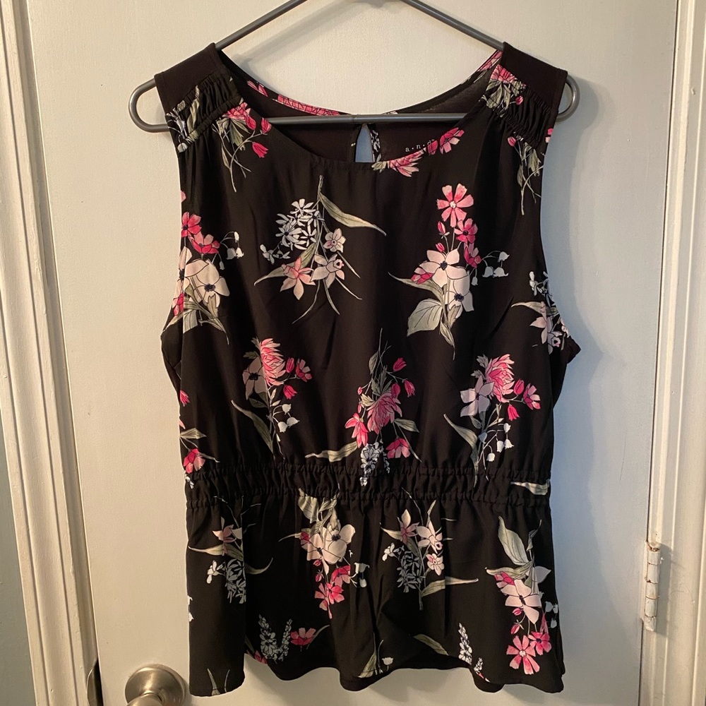 A New Day Floral Gathered Waist Top